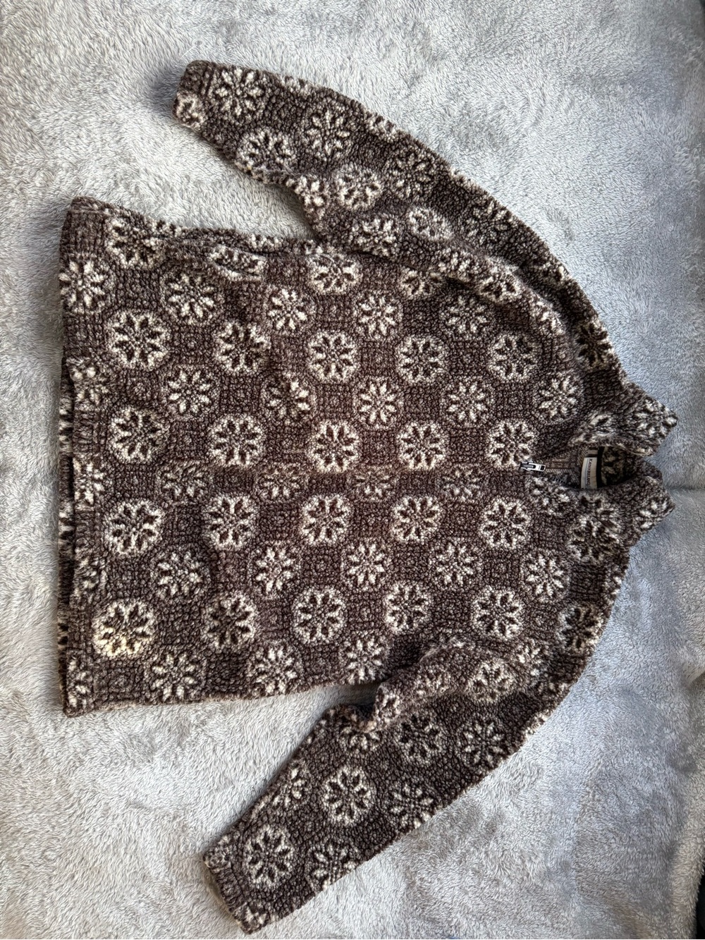 kathy ireland Brown & Cream Patterned Half-Zip Pullover